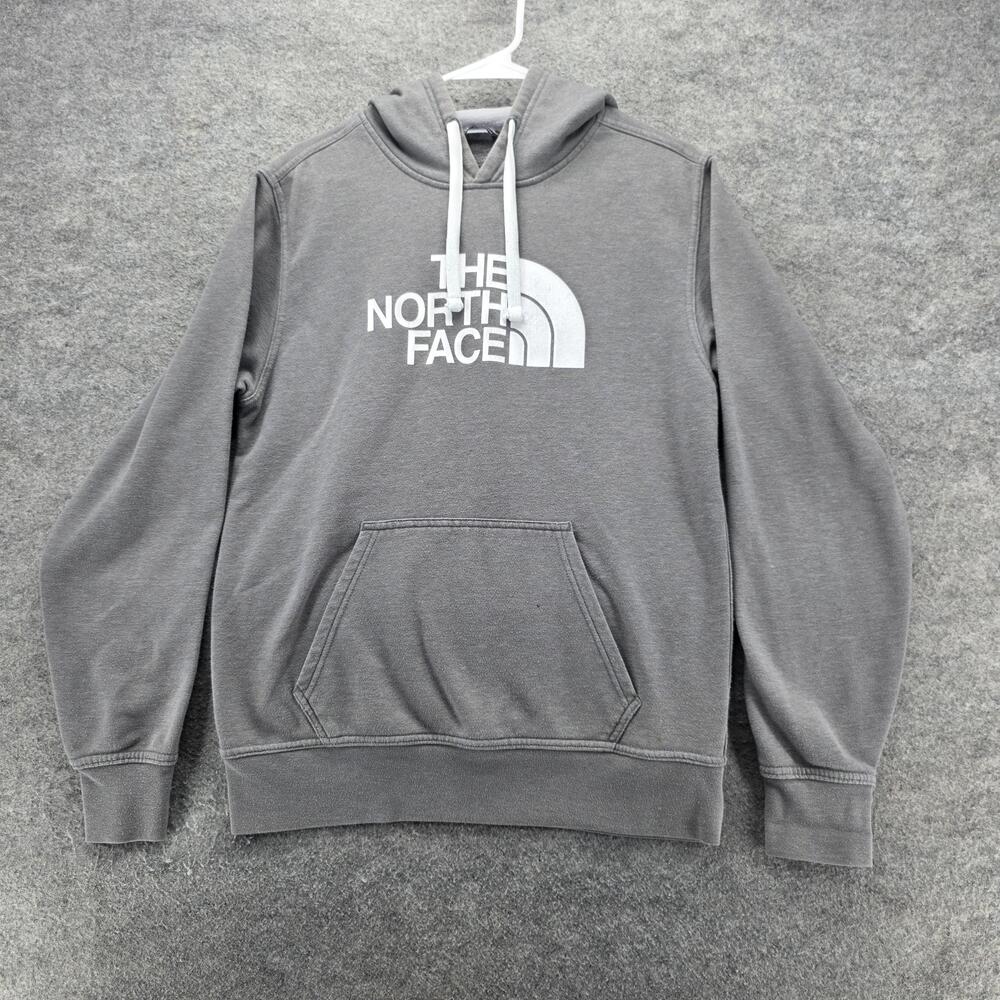 The North Face Hoodie Mens Small Gray Half Dome Pullover Sweatshirt Fleece Logo